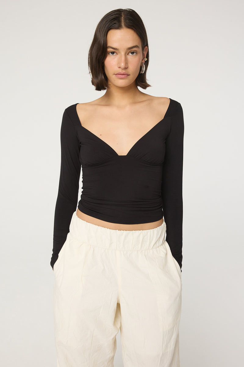 Oisin Long Sleeve Top - Black | The Line by K