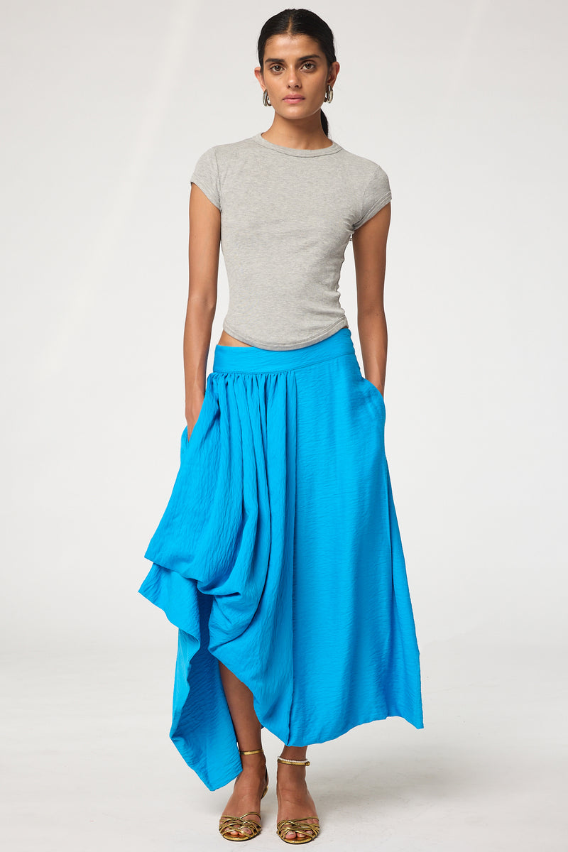 ★SURFEA★ SLIT SKIRT_SKY BLUE Oceanic Blues Max Skirt w Side Slit – Czarina USA