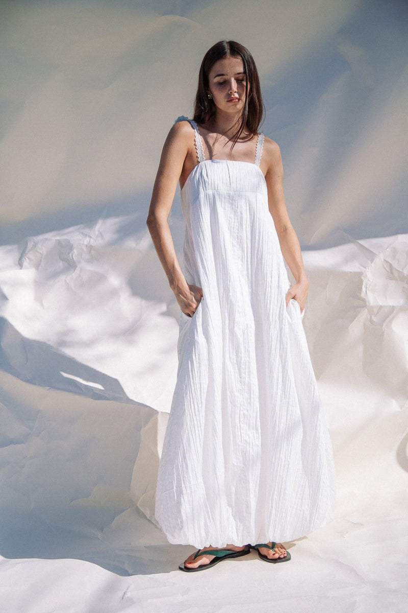 Erma White Maxi Bubble Dress