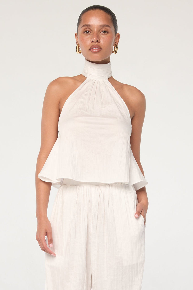 Tess - White Halter Neck Top | The Line by K
