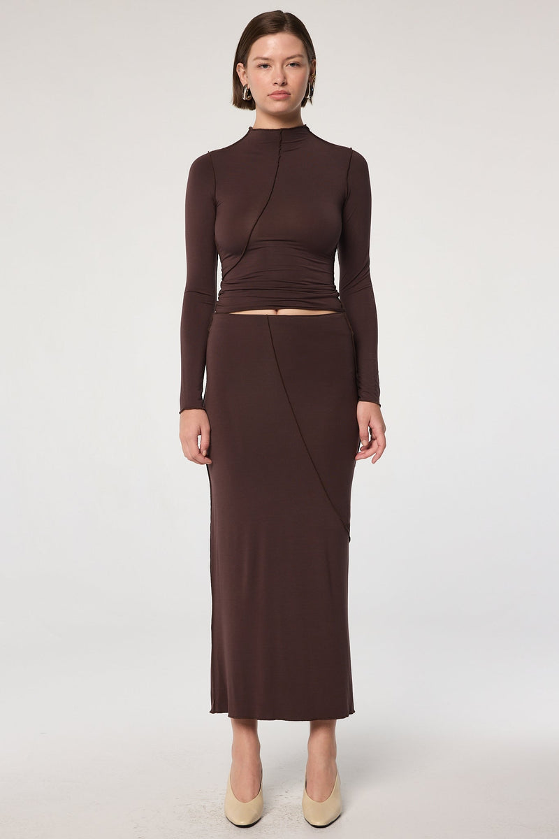 【THEAIRTOWN】Land casual cangcang skirt Vana Maxi Skirt - Chocolate Brown | The Line by K