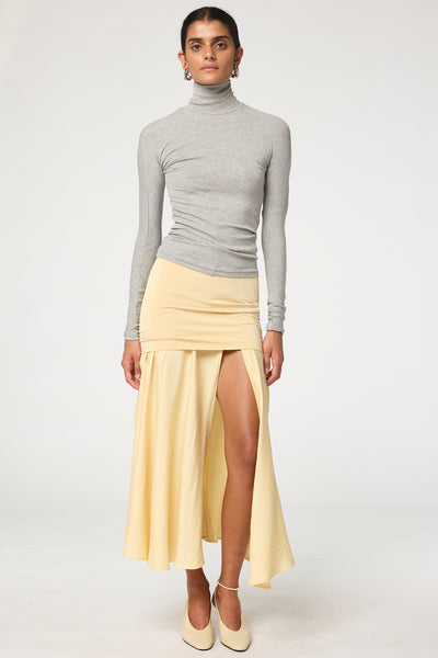 【I AM MARI】Burkid Shirring T-Shirt Skirt Set Poplin midi skirt with balck and white Pop Fields motif | Marni