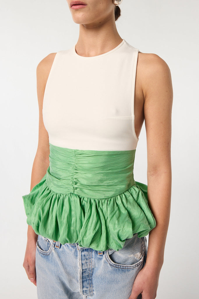 ARDEN TOP WHITE/GREEN - The Line by K