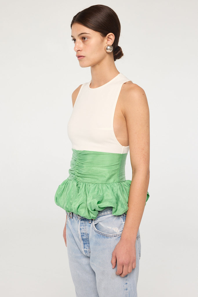 ARDEN TOP WHITE/GREEN - The Line by K