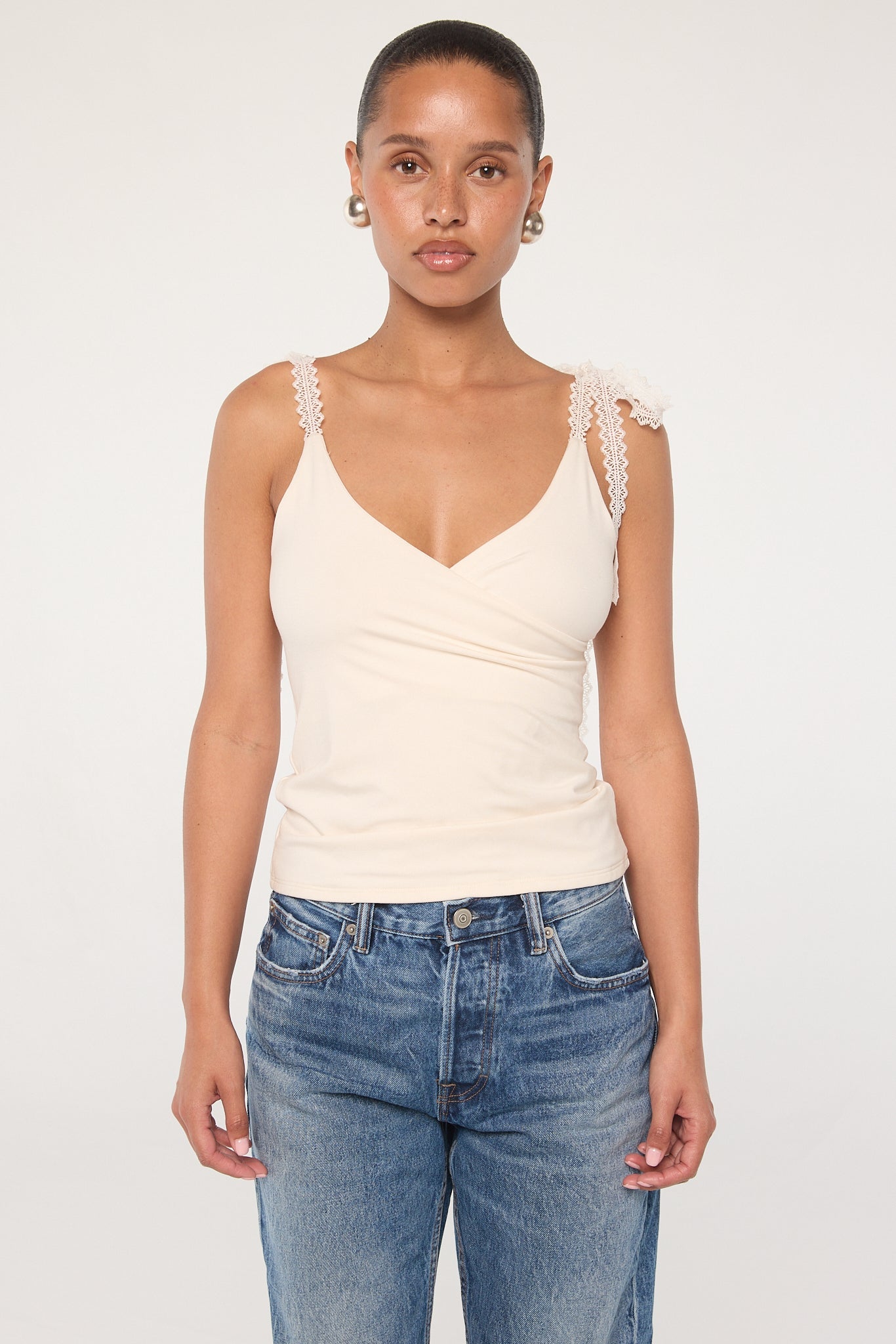 Astro Vanilla Crossover V-Neck Top | The Line by K