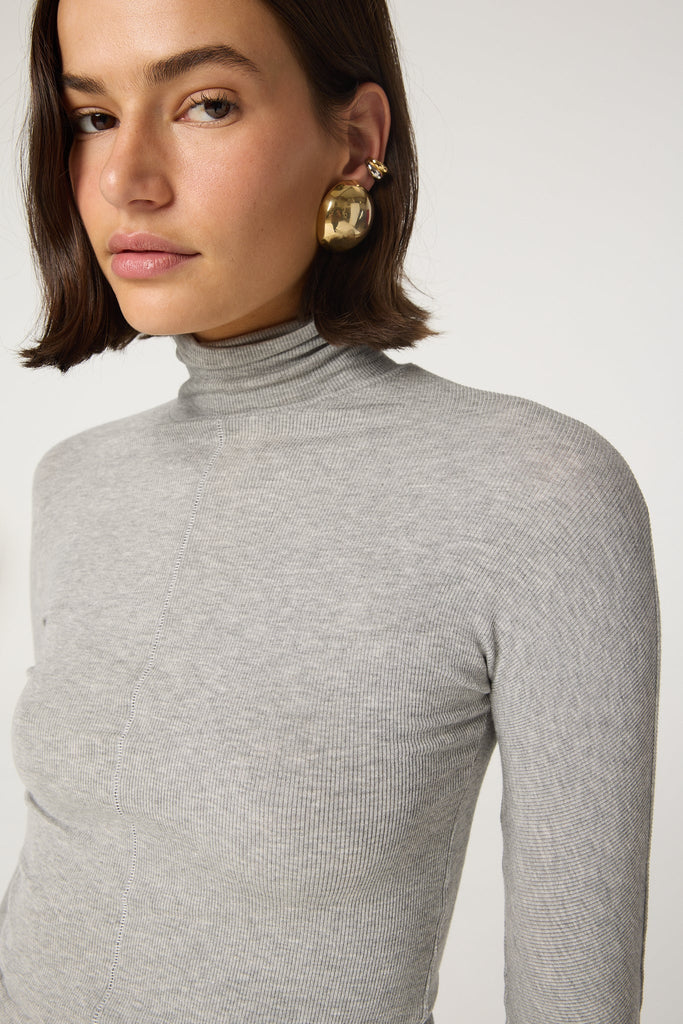 BLIXA TURTLENECK TOP HEATHER GREY - The Line by K