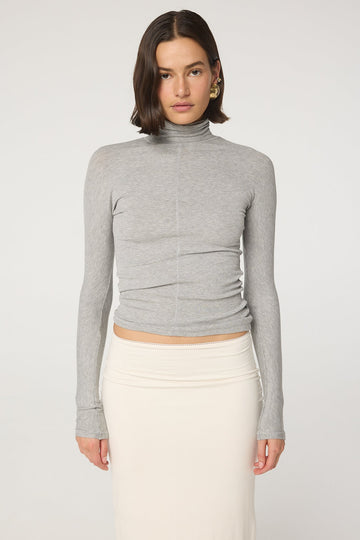 BLIXA TURTLENECK TOP HEATHER GREY - The Line by K