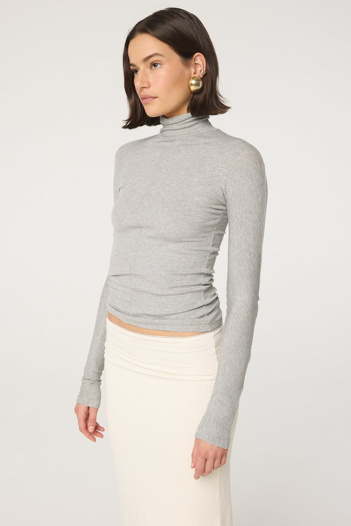 BLIXA TURTLENECK TOP HEATHER GREY - The Line by K