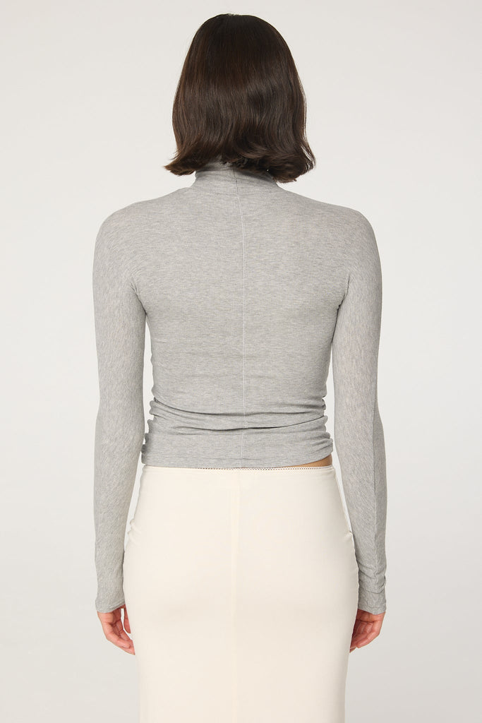 BLIXA TURTLENECK TOP HEATHER GREY - The Line by K