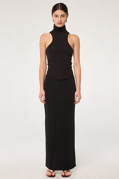 Eiza Column Skirt | Low-Waist | Heavy Stretch-Baby Rib | 2-Ply Comfort | Color: Black | Size S