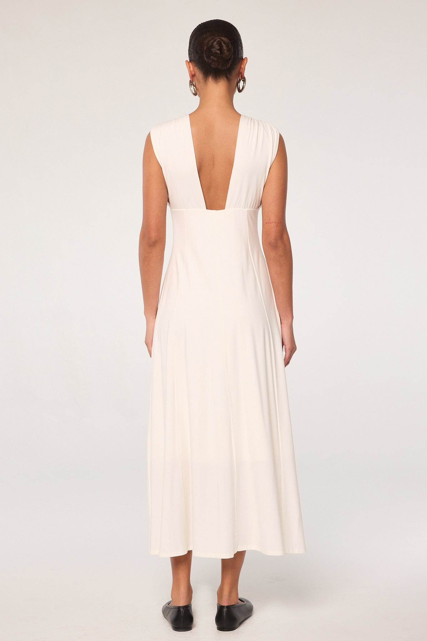the line by k ayme dress Elva - Off White Plunge Neck Panel Yindaity Women's Spaghetti Straps SID-20252R UK size:8