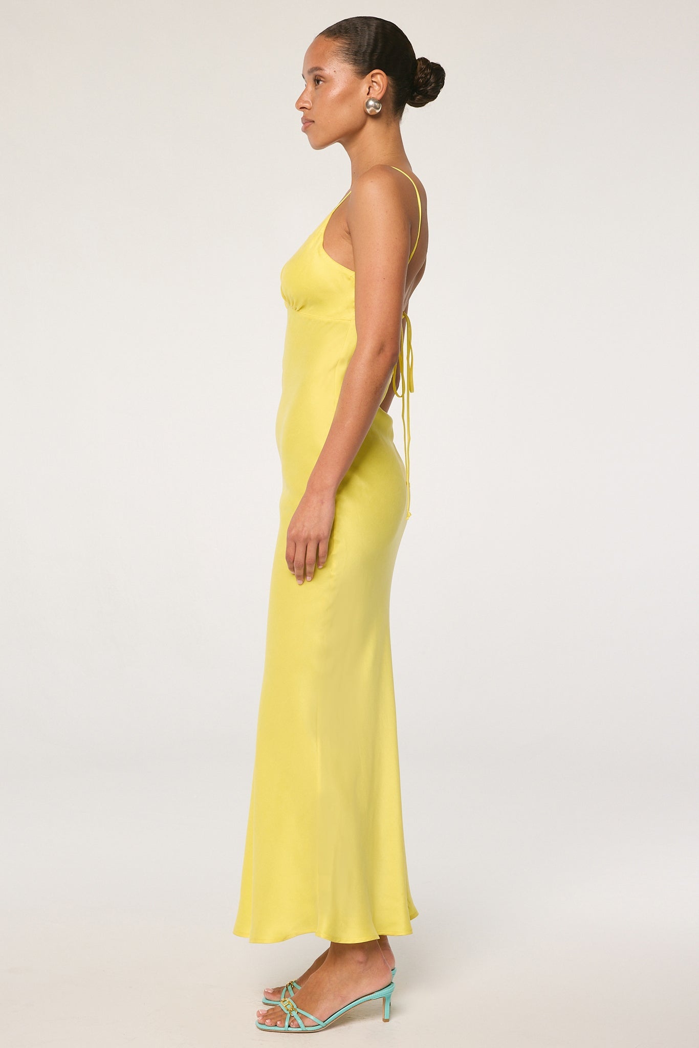 Florence - Electric Yellow Satin Maxi Slip Dress | The Line by K Florence - Electric Yellow Satin Maxi Slip Dress | The Line by K