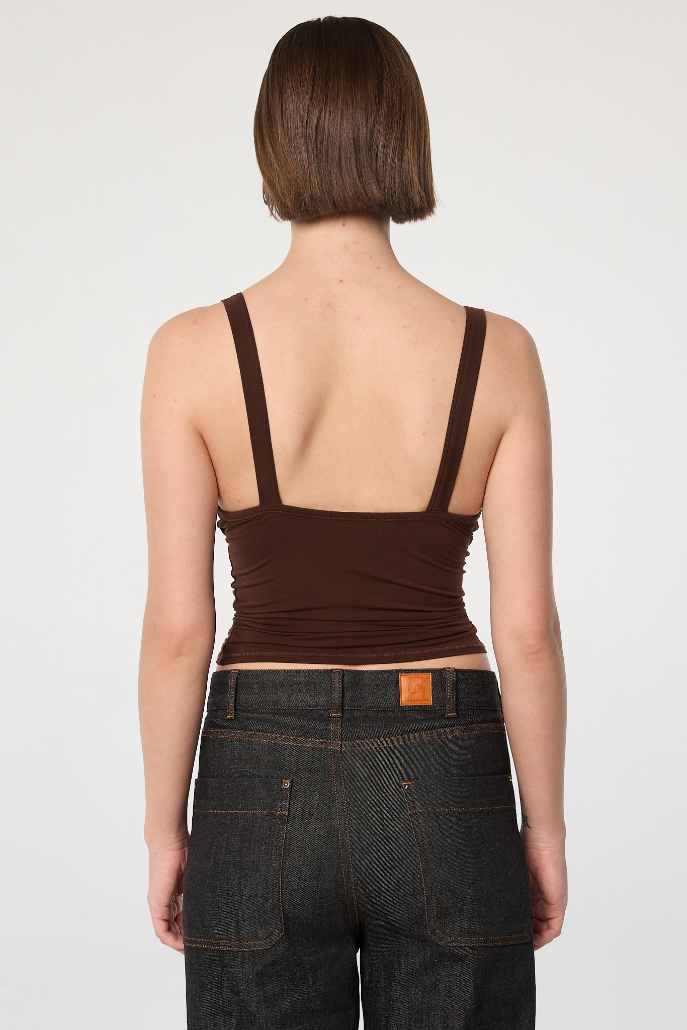 Josephine Deep V-Neck Tank - Chocolate Brown | The Line by K