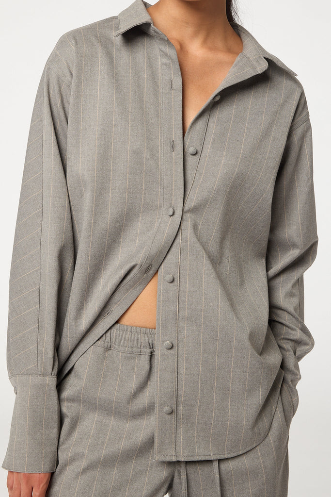 LOGAN TOP GREY PINSTRIPE - The Line by K