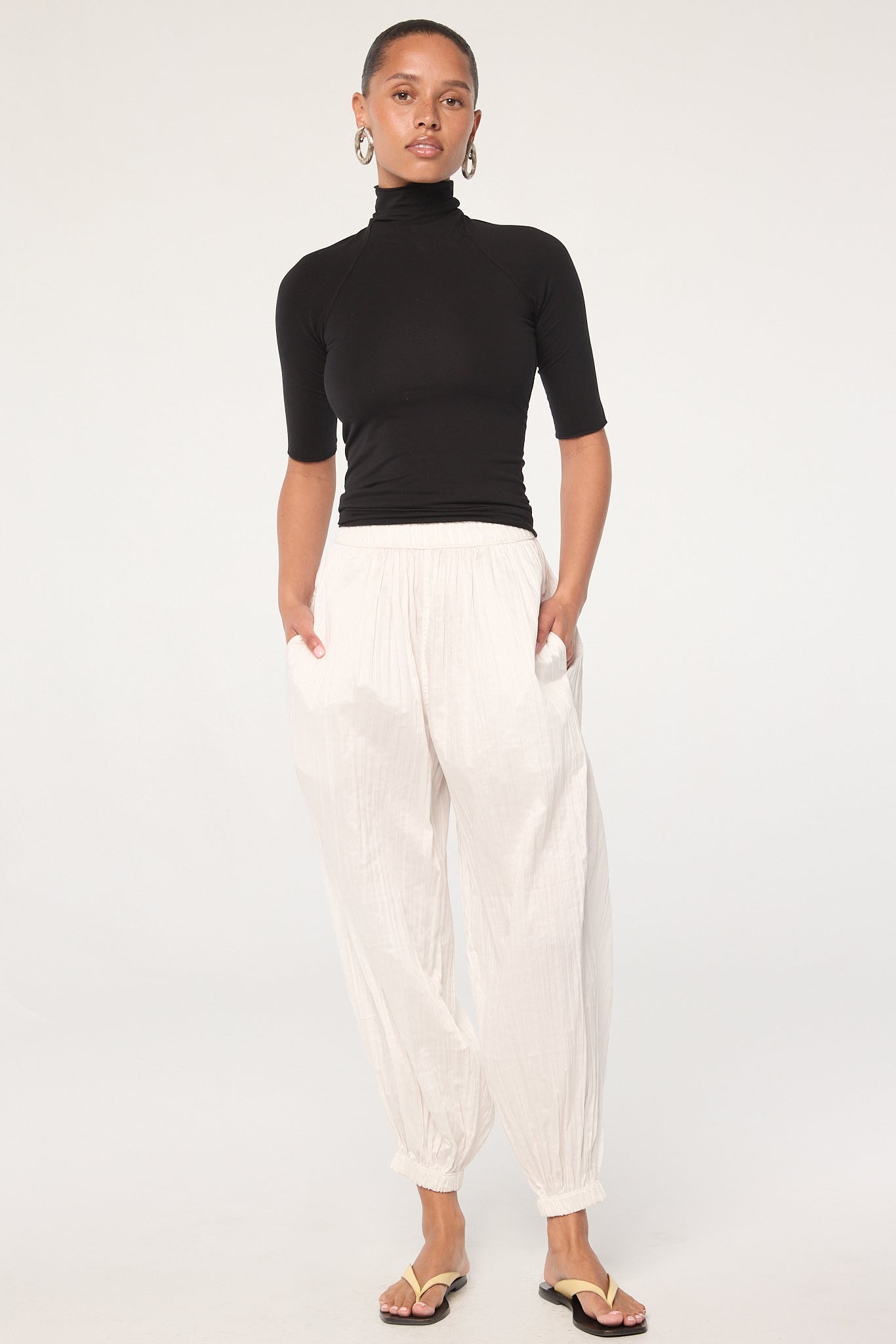 Louis - White Balloon Pant Cotton | The Line by K