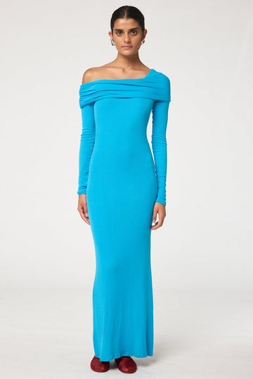 Maisie Maxi Off-the-Shoulder Dress | Color: Electric Turquoise | Size S | The Line By K Maisie Maxi Off-the-Shoulder Dress | Color: Electric Turquoise | Size S | The Line By K