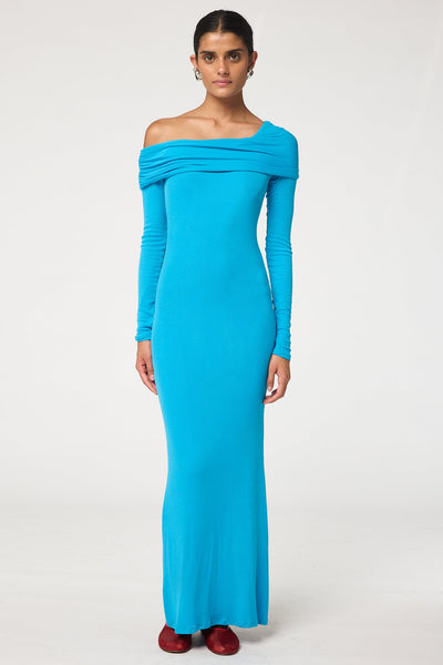 Maisie Maxi Off-the-Shoulder Dress - Electric Turquoise