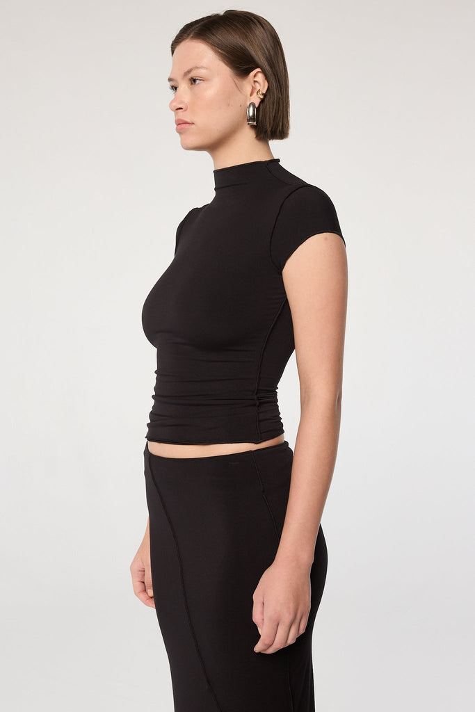 REESE MOCK NECK TOP BLACK - The Line by K