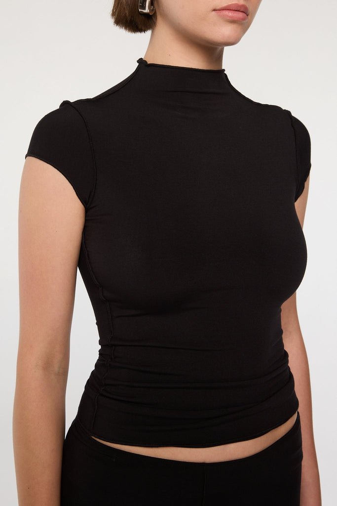 REESE MOCK NECK TOP BLACK - The Line by K