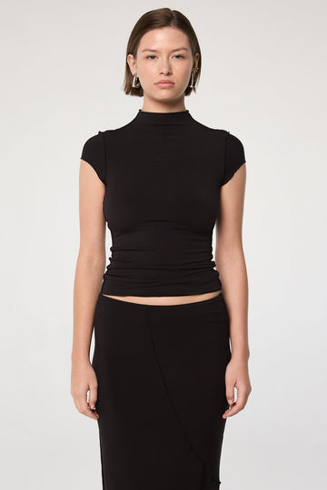 REESE MOCK NECK TOP BLACK - The Line by K