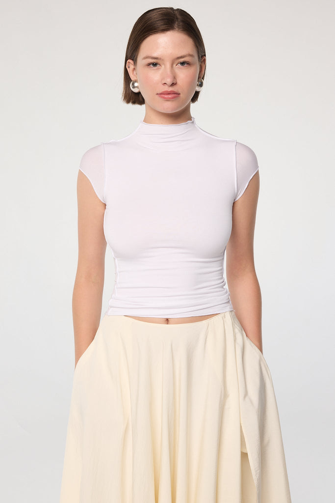 REESE MOCK NECK TOP WHITE - The Line by K