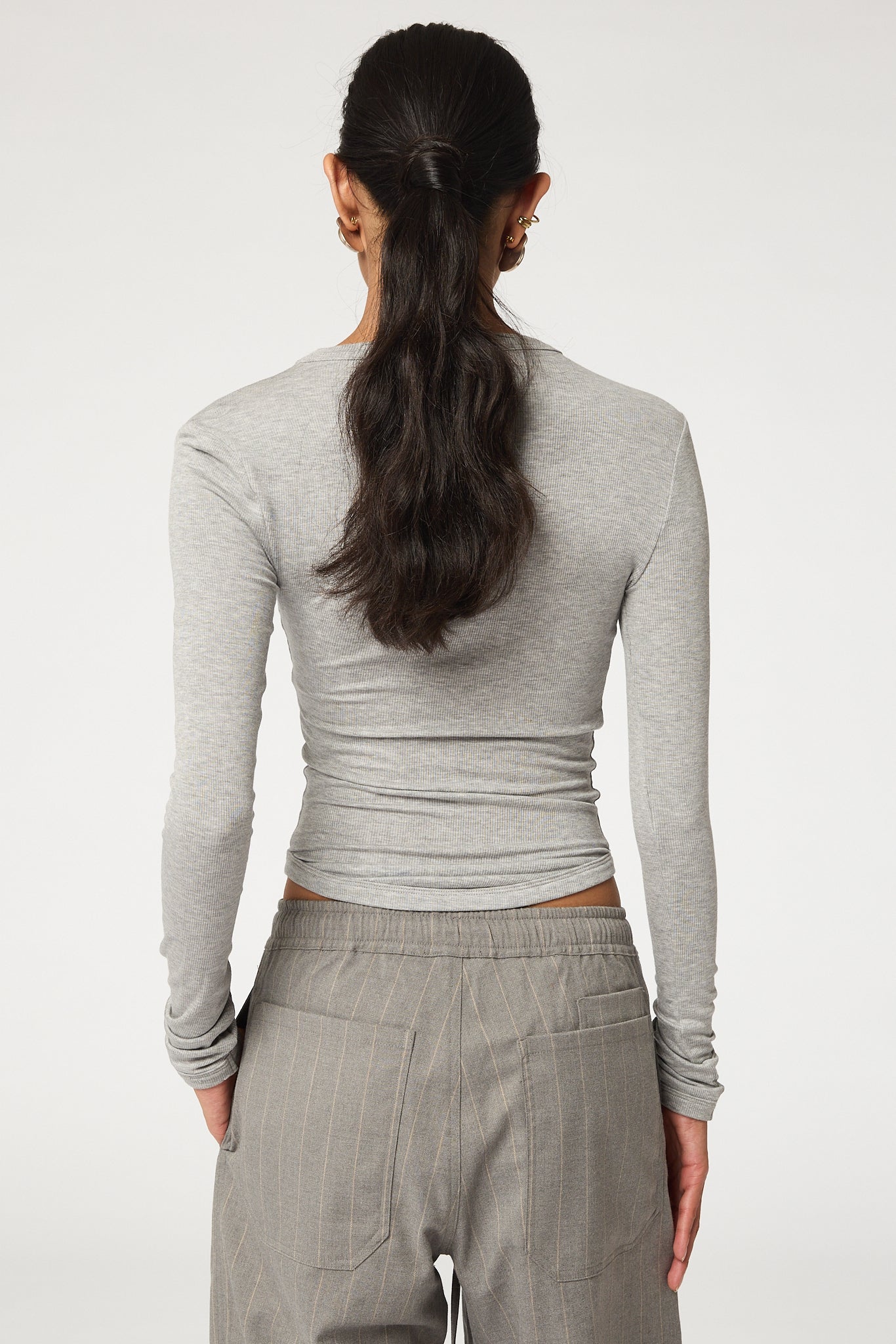 Heather Pointelle Long Sleeve | Women's Organic Crew Top – LA RELAXED Heather Pointelle Long Sleeve | Women's Organic Crew Top – LA RELAXED