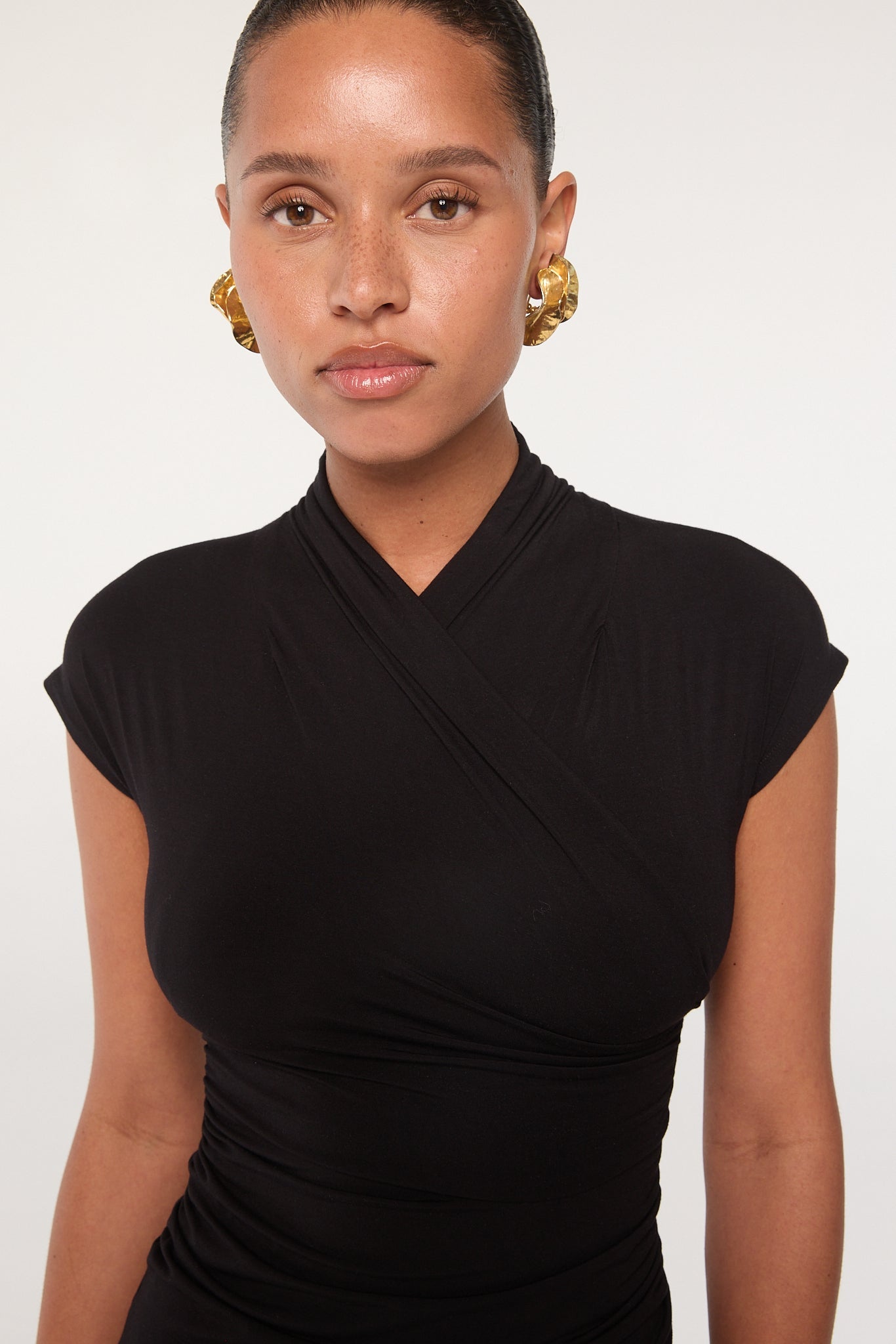 Sinea - Black Wrap Neck Maxi Dress | The Line by K Sinea - Black Wrap Neck Maxi Dress | The Line by K