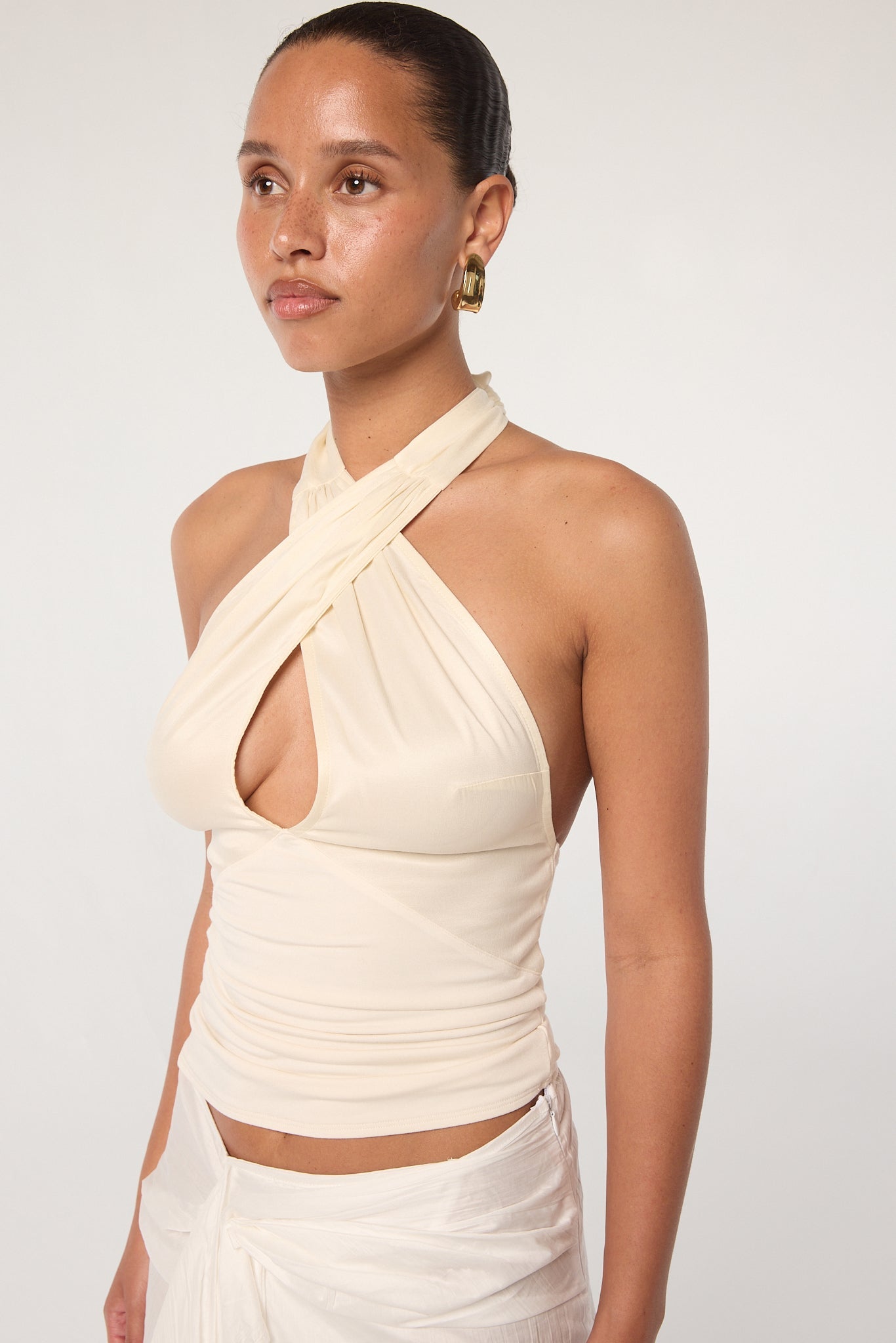 Vada - Vanilla Halter Wrap Top | The Line by K