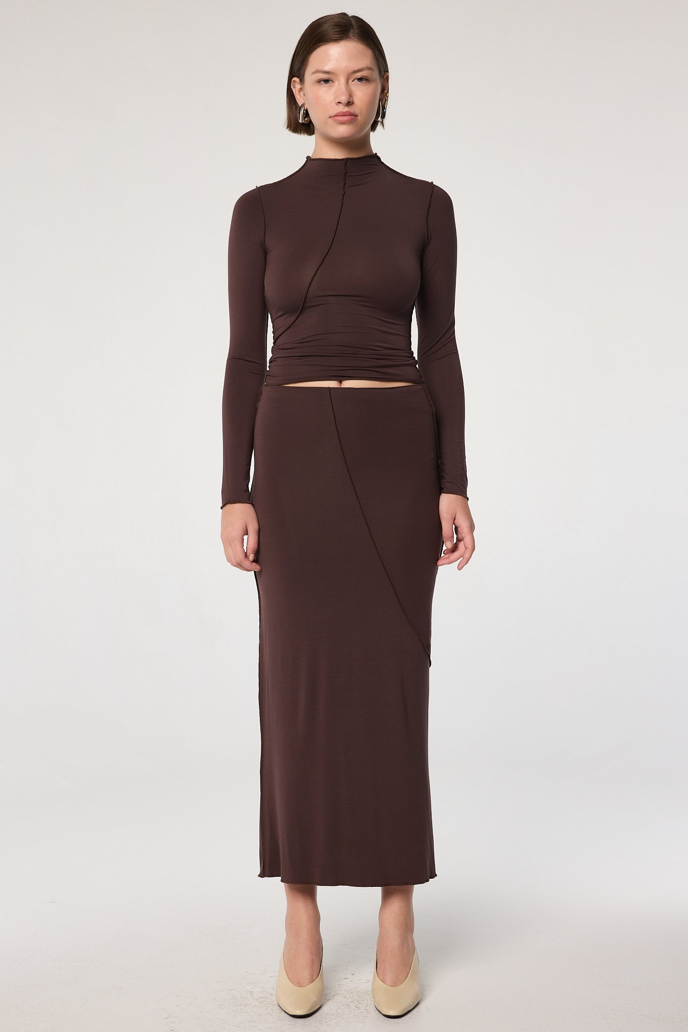 Zane Long-Sleeve Top - Chocolate Brown | The Line by K
