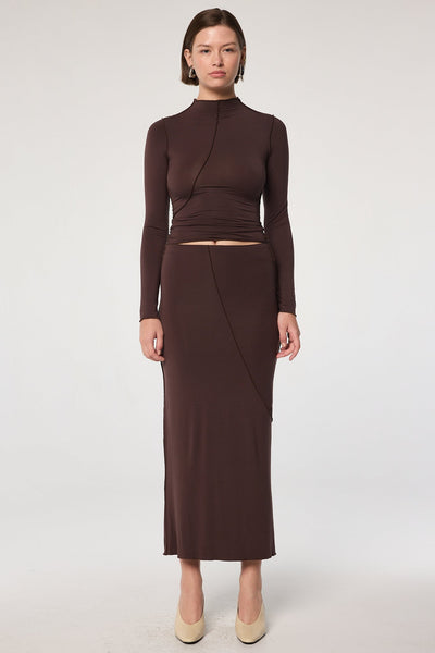 ★SCULPTOR★ Beaded Jersey Skirt Brown SC24A407BR Beaded Jersey Skirt Brown – Sculptor