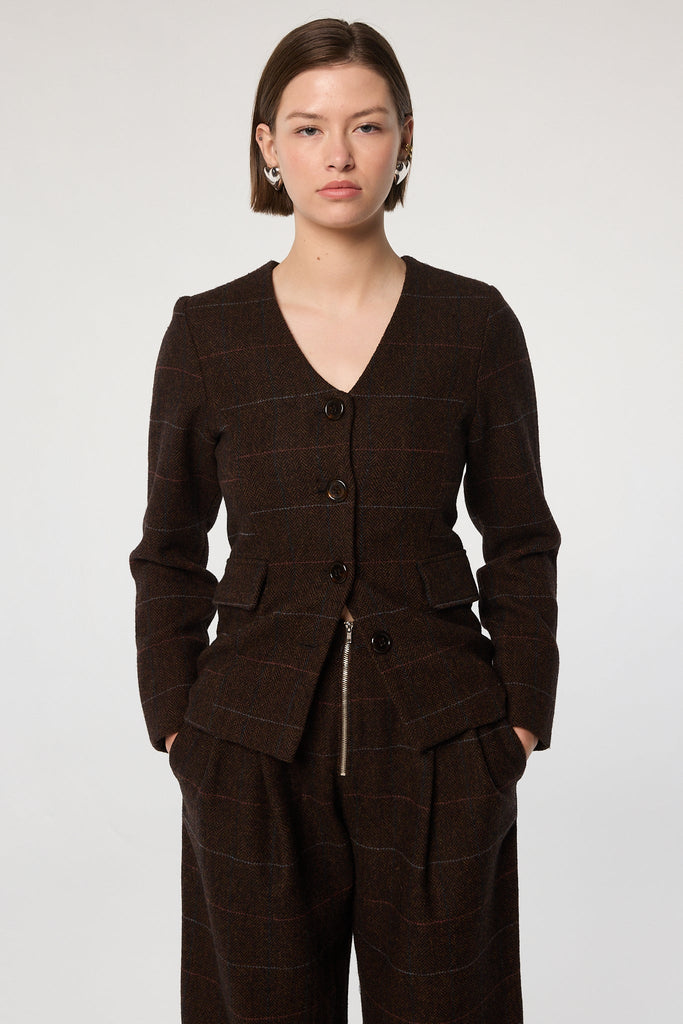 VILETTE JACKET BROWN HERRINGBONE - The Line by K