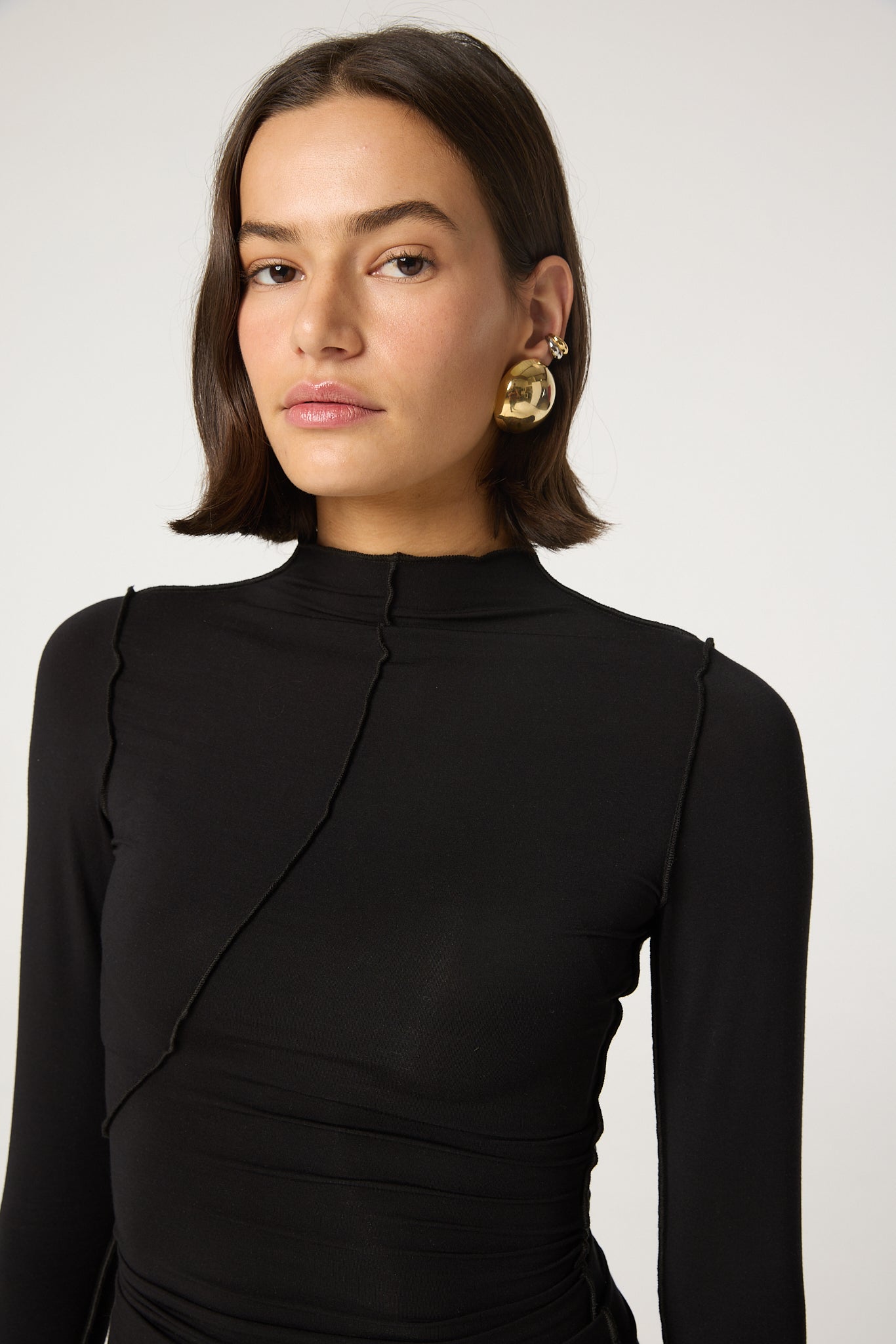 Zane - Black Long Sleeve Mock Neck Top | The Line by K