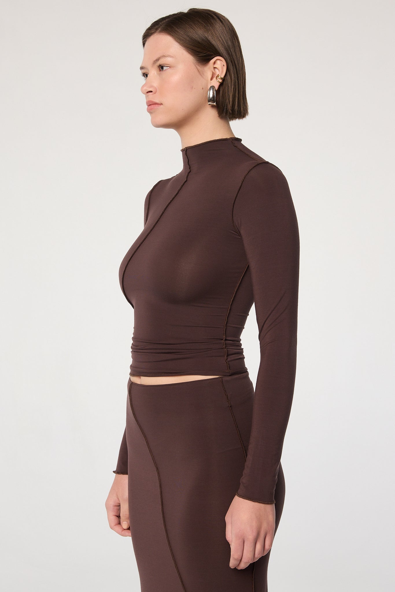 Zane Long-Sleeve Top - Chocolate Brown | The Line by K