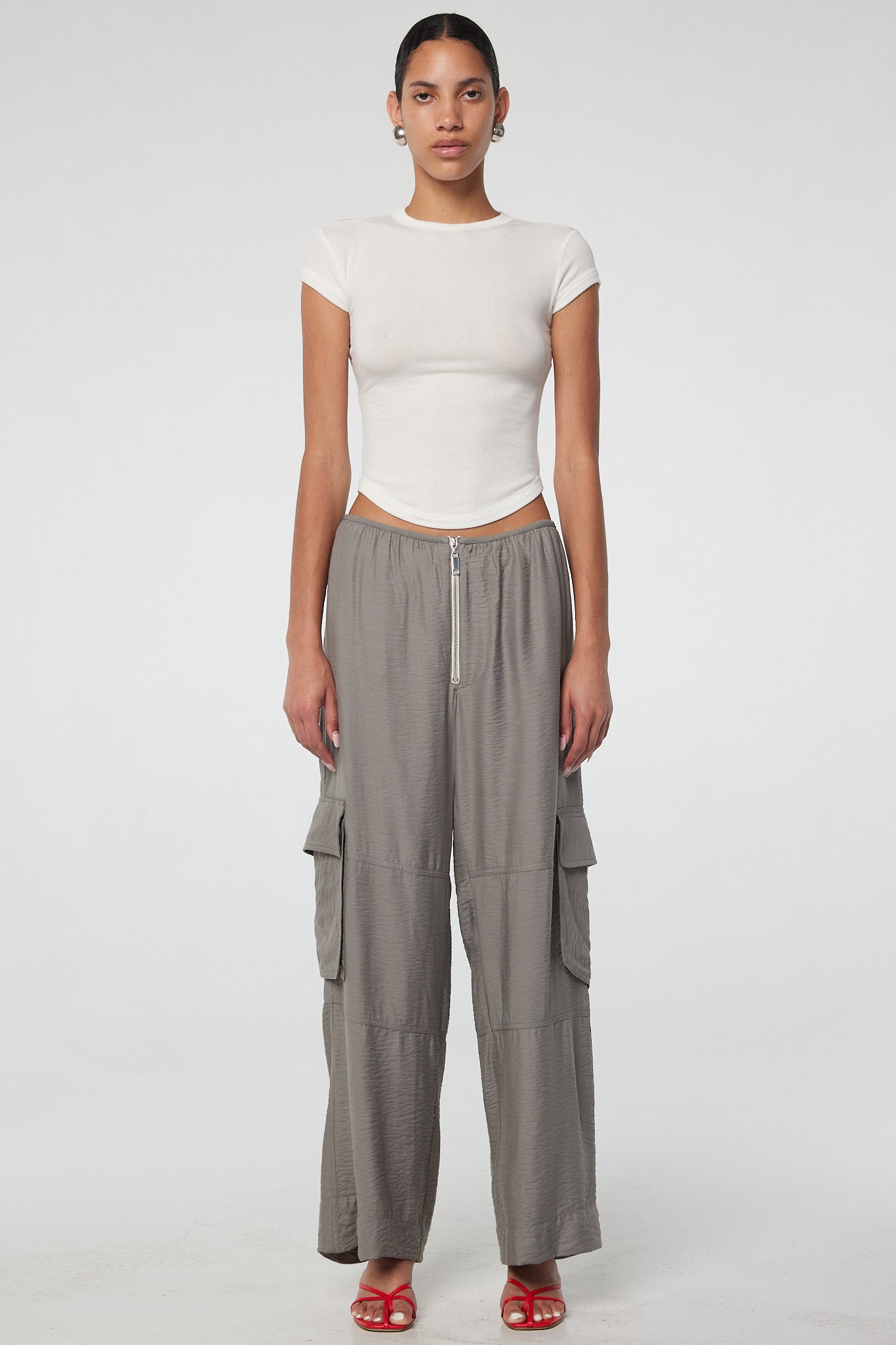 Women's Cargo Graphic Pants - Gray XS