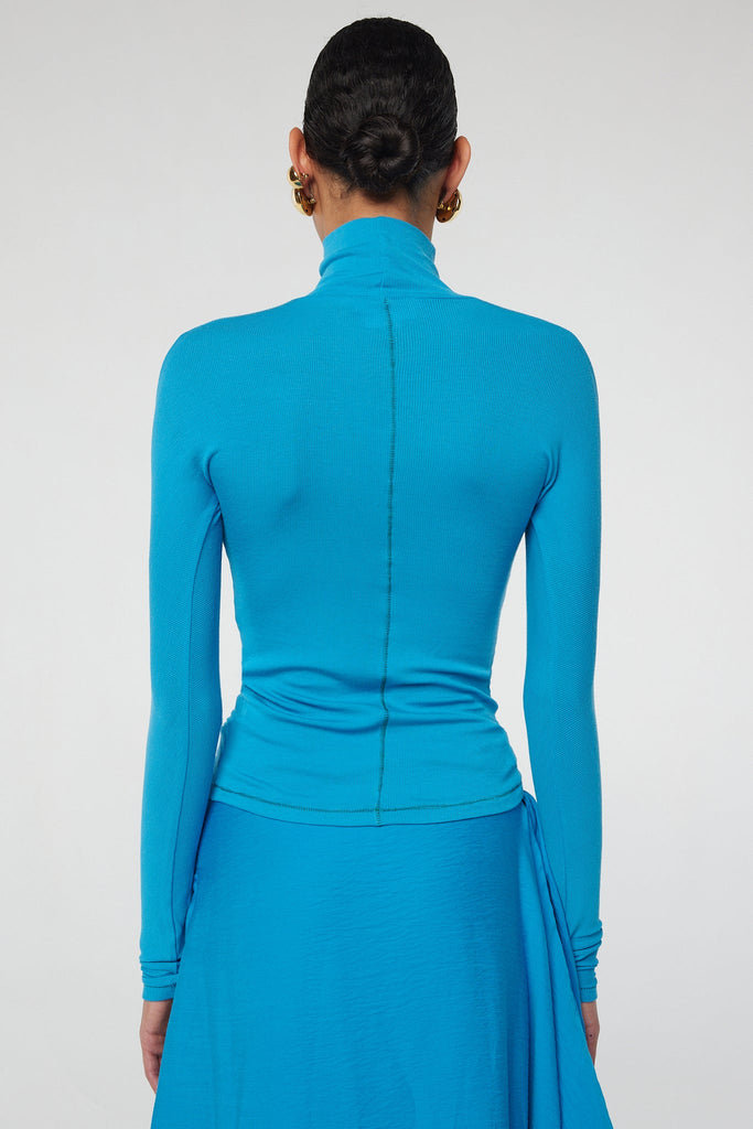 BLIXA TURTLENECK TOP ELECTRIC TURQUOISE - The Line by K