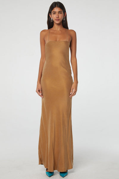 fitted lace wedding dress Baltic Born Womens Lana Smocked Maxi Dress | Camel