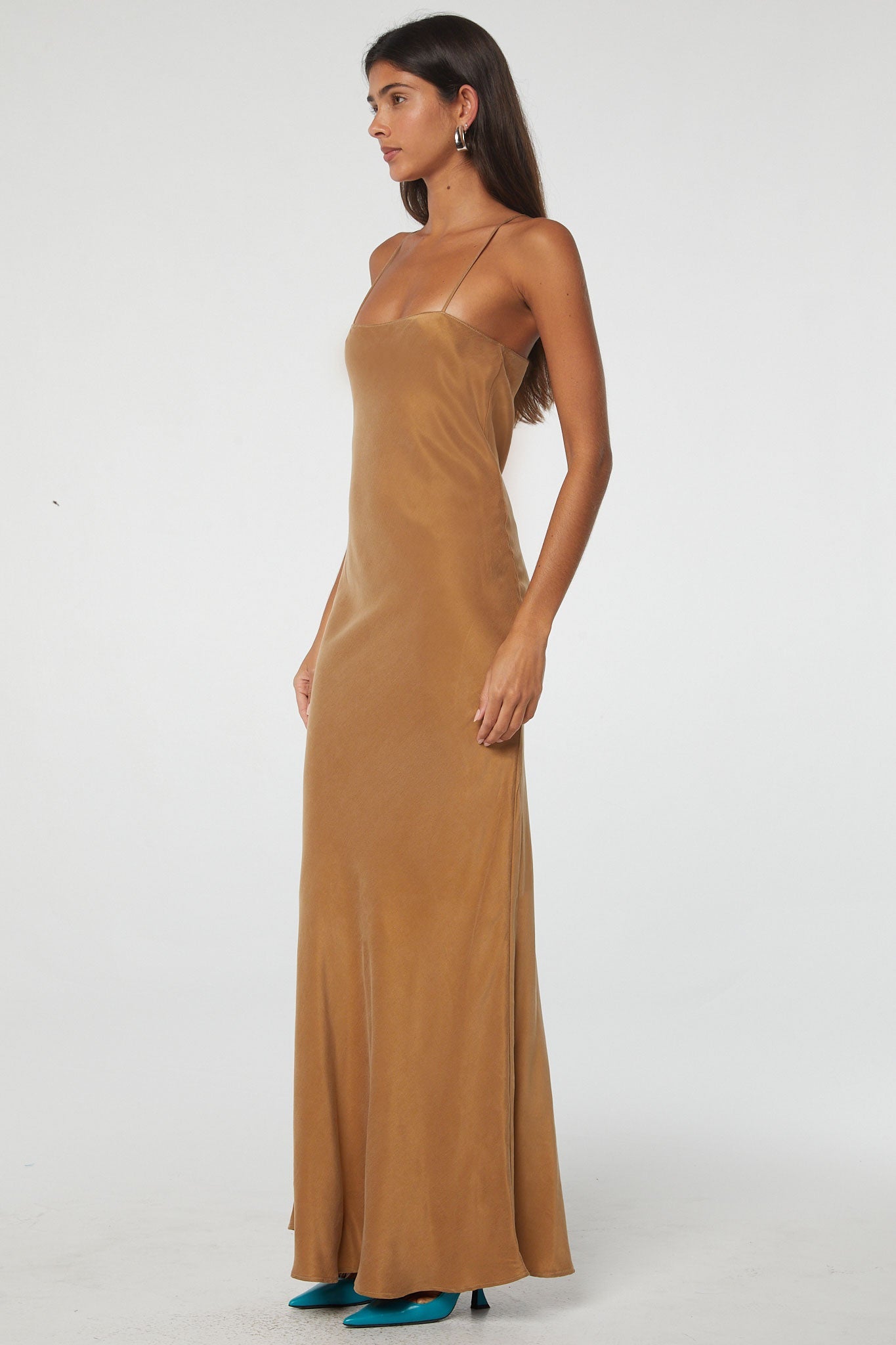 Elisa Bias Cut Dress | Color: Camel | Size L