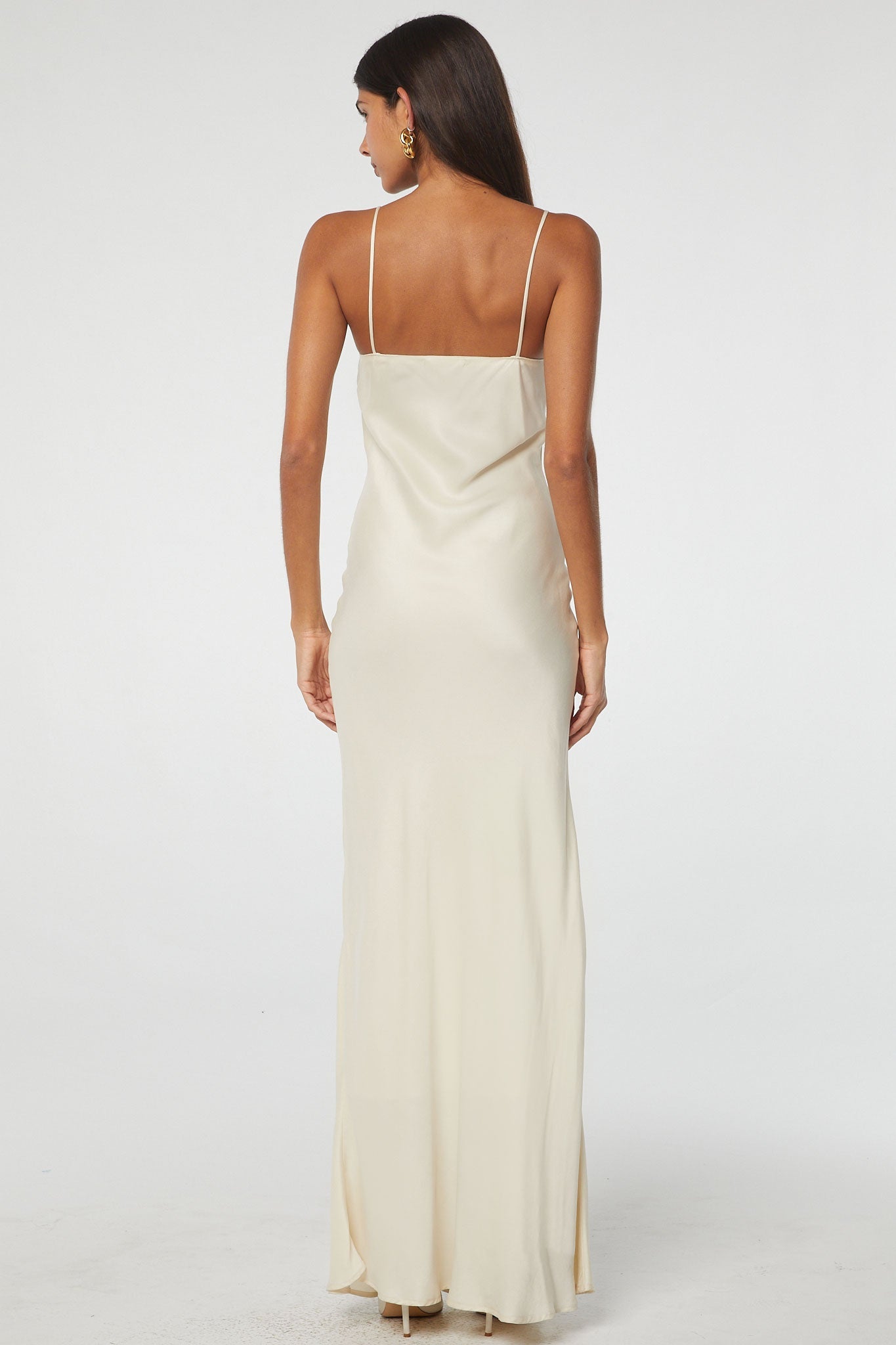 Elisa Bias Cut Dress | Color: Vanilla | Size S