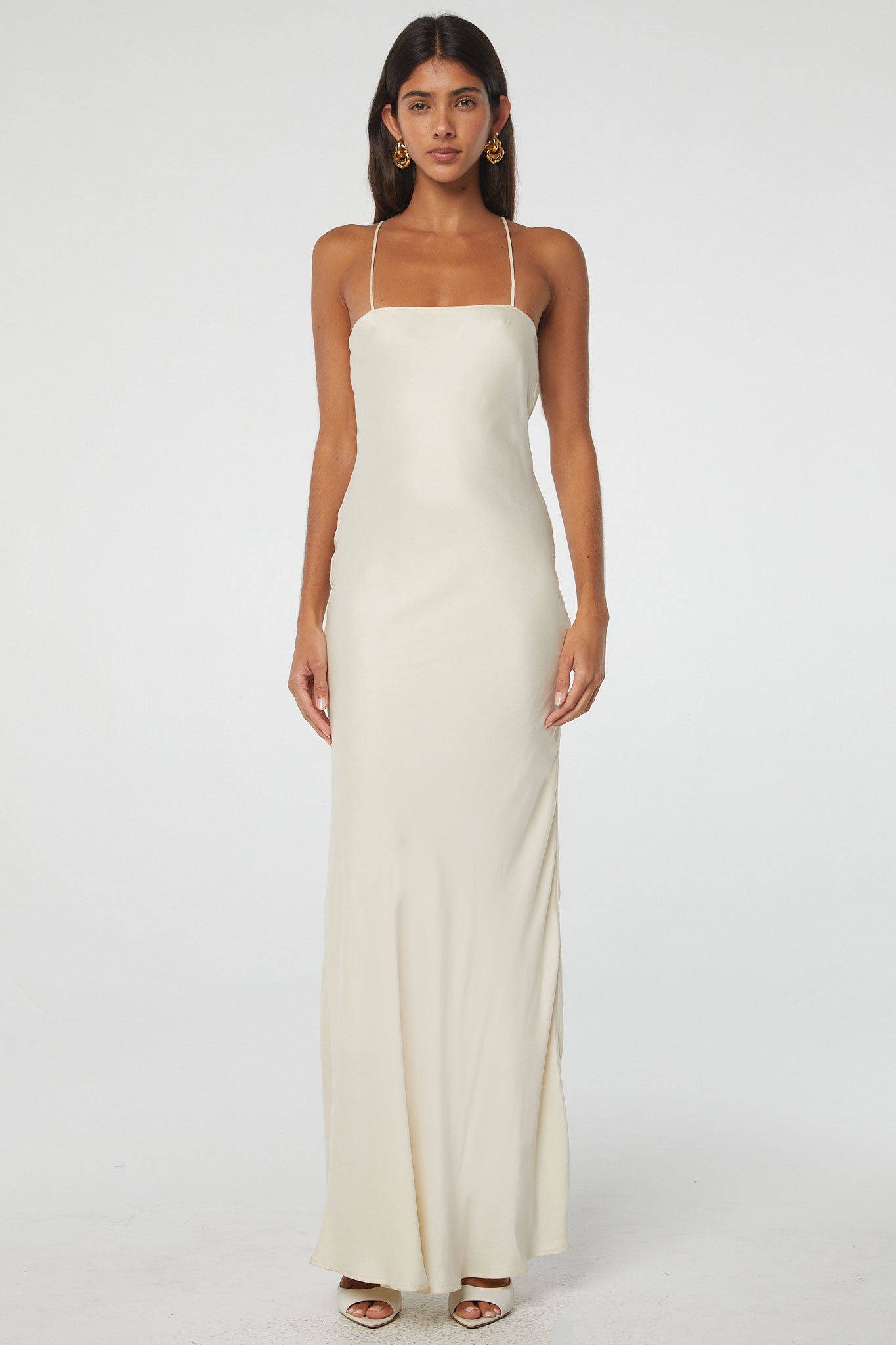 Elisa Bias Cut Dress | Color: Vanilla | Size S