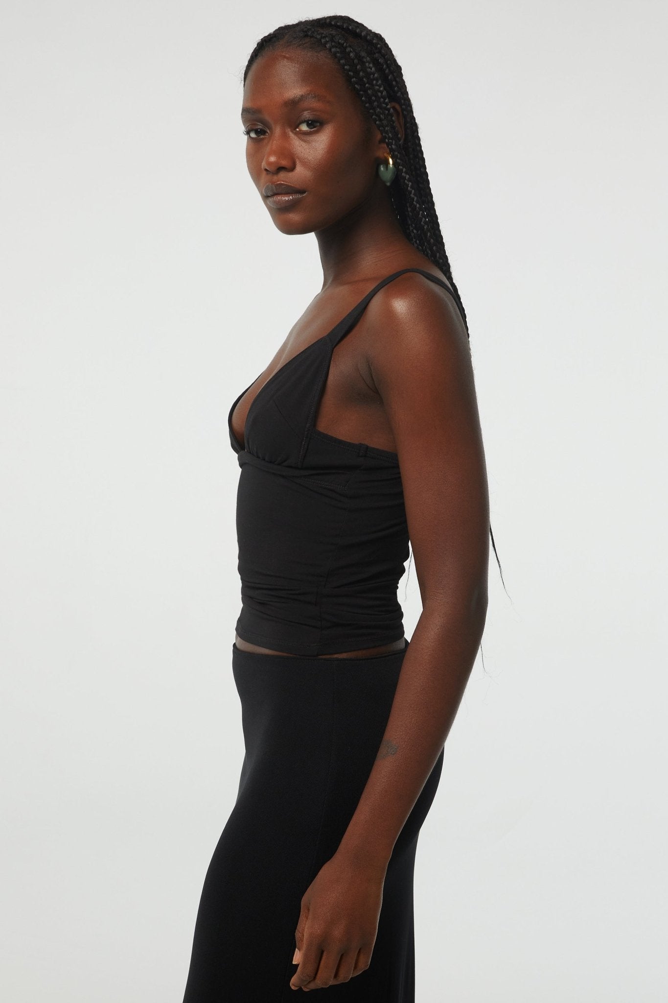 Josephine Deep V-Neck Tank - Black | The Line by K