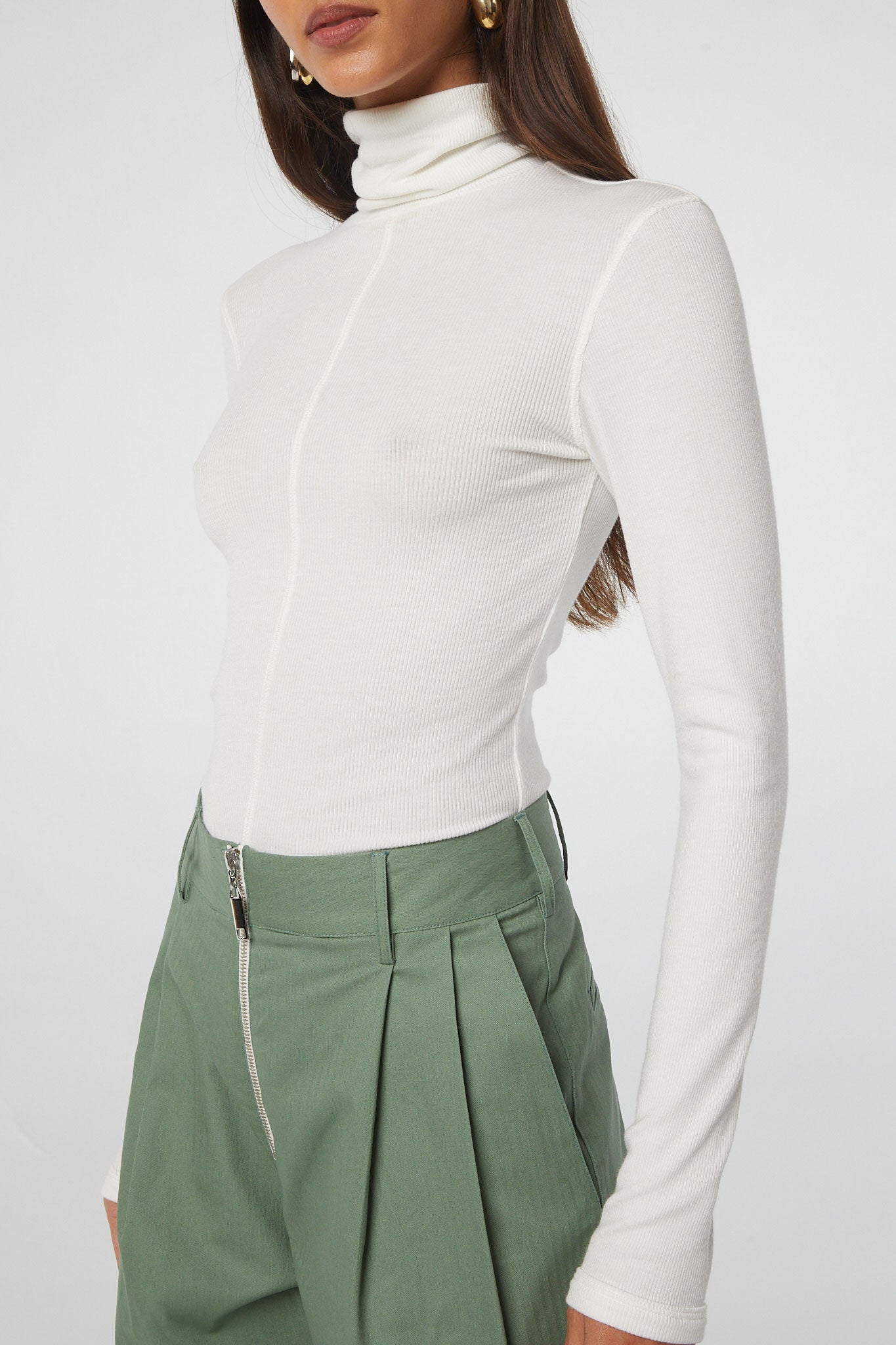 Mads - White Turtleneck Top | The Line by K
