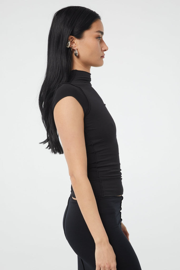 REESE MOCK NECK TOP BLACK - The Line by K
