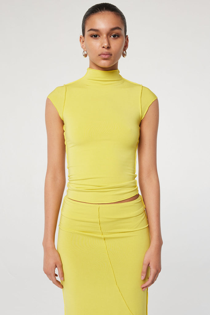 REESE MOCK NECK TOP ELECTRIC YELLOW - The Line by K