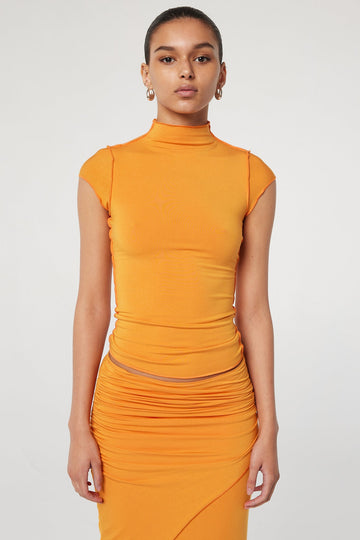REESE MOCK NECK TOP TANGERINE - The Line by K