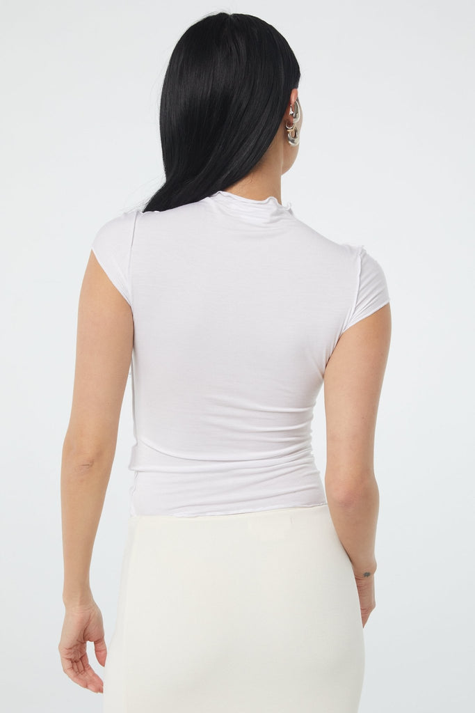 Reese Mock Neck Top - White | The Line by K