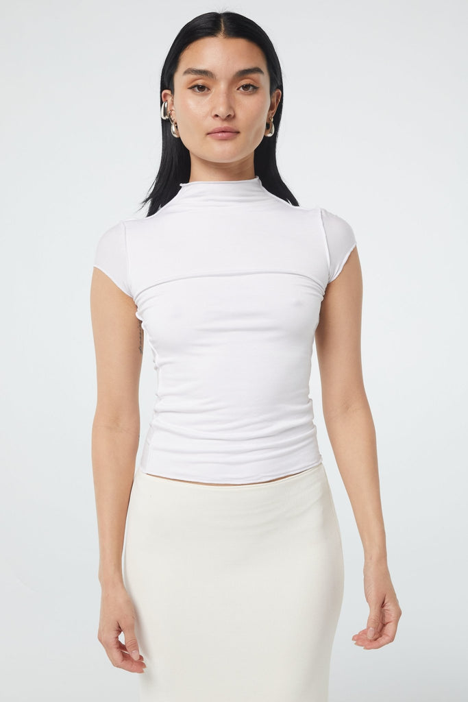 REESE MOCK NECK TOP WHITE - The Line by K