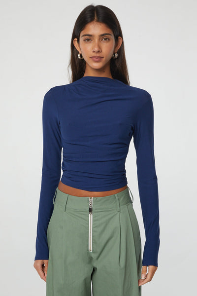 Selma - Navy Long Sleeve Top | The Line by K