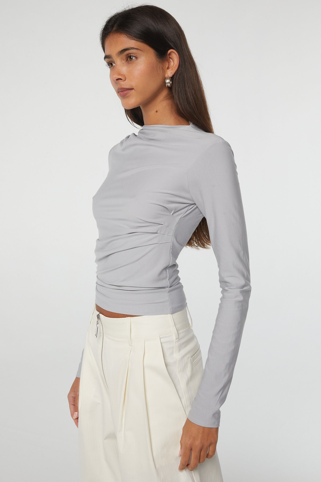 Selma Long Sleeve Top - Silver | The Line by K