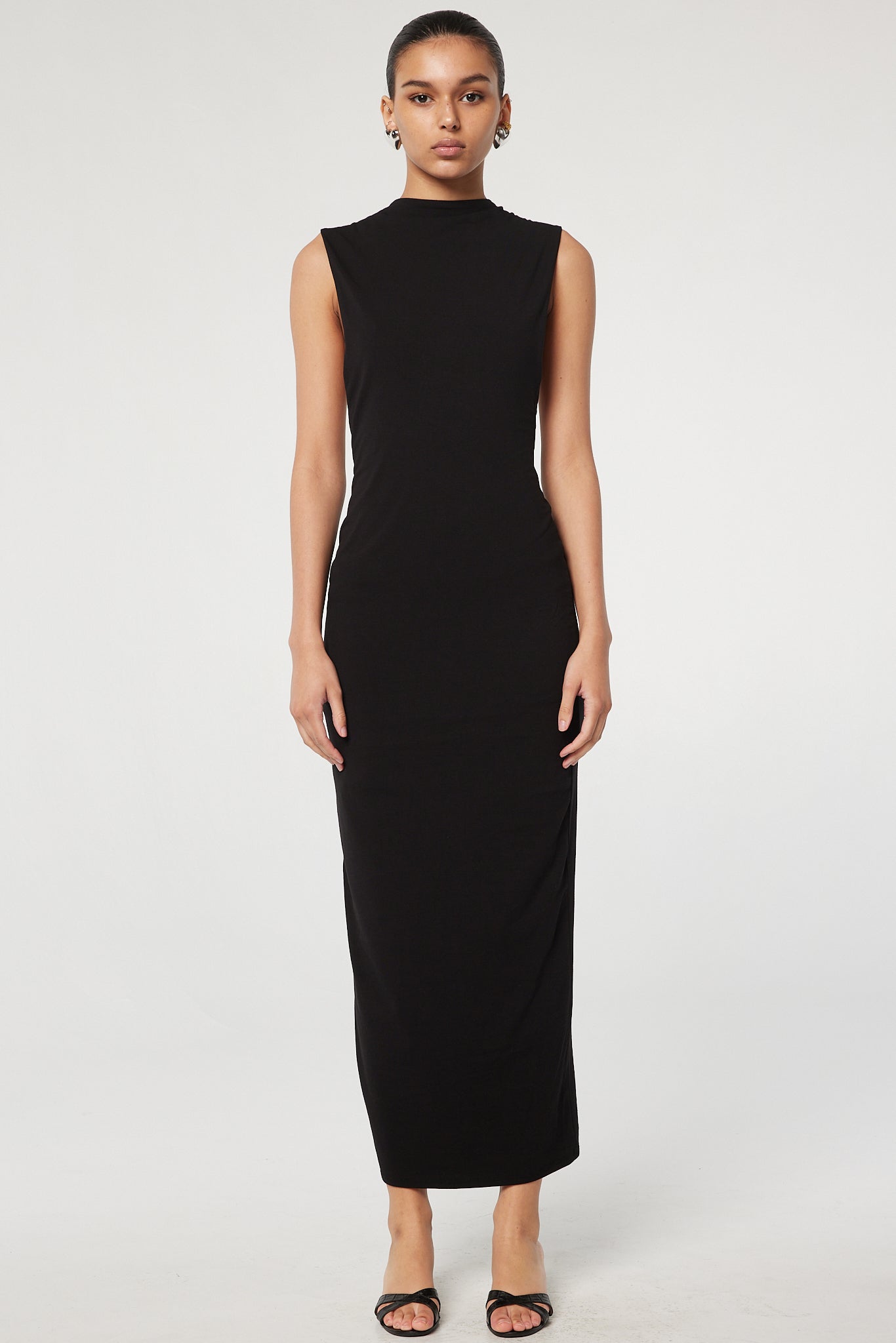 the line by k black dress Turtleneck Midi Length Dress